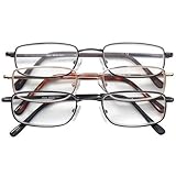 (3 Pack) Metal Frame Readers, Bronze, Nickel & Gold Rims Magnification +4.50