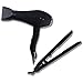 PARWIN PRO BEAUTY Professional Hair Styling Set -Foldable 1875W Ion Hair Dryer and Tourmaline Hair Straightener Thermostat Flat Iron Set (Pink)