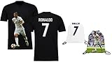 Ronaldo Jersey Style T-shirt Kids Cristiano Ronaldo Jersey T-shirt Gift Set Youth Sizes ✓ Premium Quality ✓ ✓ Soccer Backpack Gift Packaging (YM 8-10 Years Old, Ronaldo)