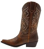 Shoes 18 Womens Faux Leather Western Cowboy Boots W/Traditional Embroidery (7, Cognac 6314 Tall)