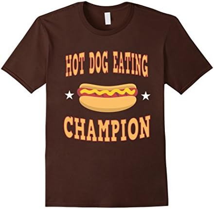 Men's Hot Dog Eating Champion Funny T Shirt XL Brown