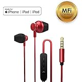 Earphones,Wensty in-Ear Earbuds with Stereo Mic&amp;Remote Control Compatible for iPhone iPad iPod Samsung Galaxy and More Android Smartphones 3.5 mm Headphone Earpods(Red)