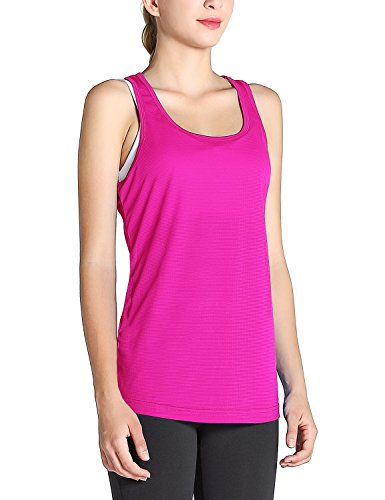 Fastorm Running Tank Tops for Women Active Racerback Dry Fit Tank Top Cyber Pink 2XL