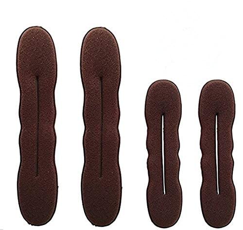 4 Pieces Magic Hair Bun Maker Sponge Hair Foam Twister Easy Perfect Bun Tool (2 Small, 2 Large) (Brown)