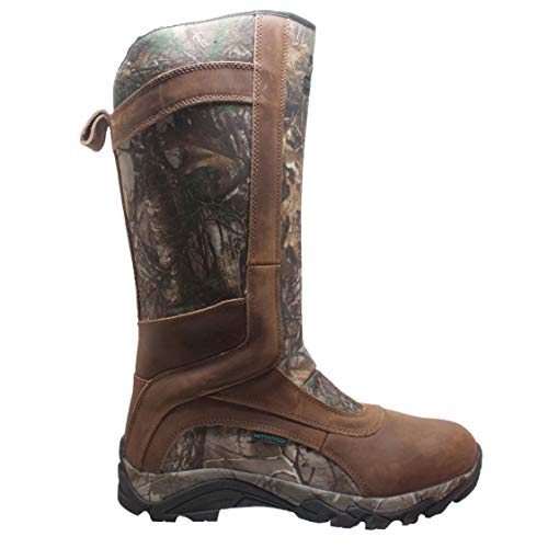 15" Men's Snakebite Boots, Leather + Suede, Waterproof for Hunting, Fishing, Hiking, Camping or Outdoors, Aggressive Rubber Outsole, Inside Zipper