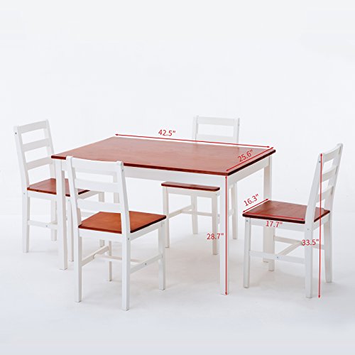 Mecor 5Piece Wood Dining Table Set, Kitchen Table w/ 4 Chairs Set