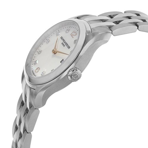 Baume-et-Mercier-Clifton-Diamant-Mercier-Mutter-Damen-Baume-Uhr-Pearl-Stahl-und-der
