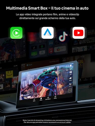 MYATOTO Android Auto Wireless CarPlay Adapter, AI Box CarPlay 2GB+16GB for Car with Wired Carplay, Built-in Video App(YouTube/Netflix), DriveChat AI, Dual-WiFi y Bluetooth, Y Cable, CB4A