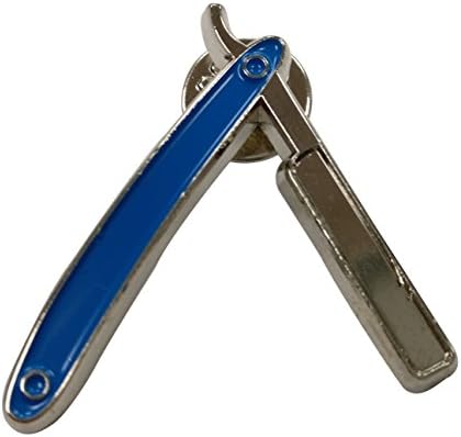 Barber Straight Razor Lapel Barber Pin Barbering Supply Razor Straight Edge Pin (Blue)
