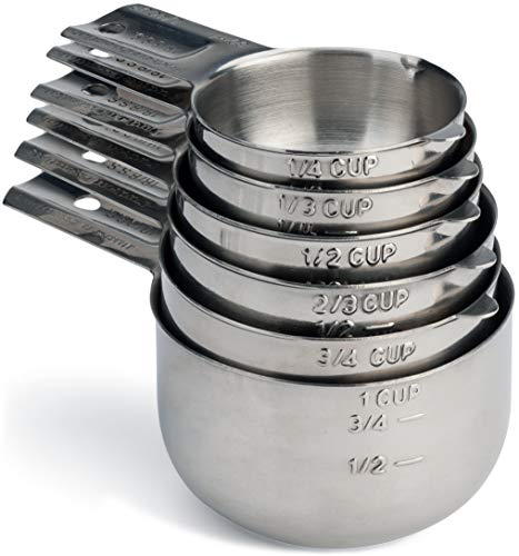 Hudson Essentials Stainless Steel Measuring Cups Set - 6 Piece Stackable Set with Spout (Best Metal Measuring Cups)