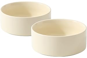 Havniva Ceramic Set of 2 Cat Bowls, Food and Water Bowls for Cats, Kitty, 2pcs Cat Dishes, Cat Feeder(5.1inch, 2 x Beige Bowls)