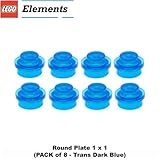 Lego Parts: Round Plate 1 x 1 (PACK of 8 - Trans Dark Blue)