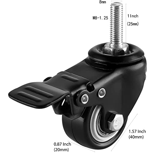 1.5 Inch Swivel Caster Wheels Set of 4, YEEMIGO Locking Casters Heavy