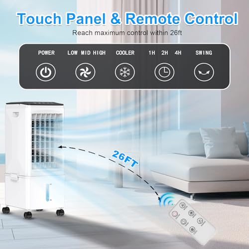 Portable Air Conditioners, 2.5 Gal Evaporative Cooling Fans that Blow Cold Air, 3 Speed Portable AC Unit, Quiet Swamp Cooler w/Timer & Remote, Windowless Air Conditioner for Bedroom Office Garage