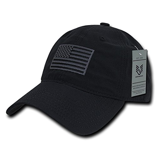 Black USA US American Flag United States America Ripstop Polo Relaxed Baseball Hat Cap