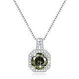 Solitaire Sterling Silver Necklace Jewelry Cubic Zircon CZ Necklace Halo Pendant Simulated Peridot August Birthstone mom gifts mother's day gifts best gift for mother's day gifts for mom