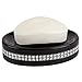 Crystal-Trimmed 4-Piece Ceramic Bathroom Set (Black), Chic Design Bathroom Accessory Set Bath Accessories For Bathroom Includes Soap Dish, Tumbler, Toothbrush Holder, and Lotion Dispenser