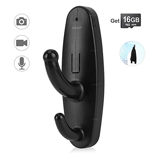 Click Here to See More Images WISEUP 16GB Wall Mounted Hidden Camera Hook Coat Hanger Mini Video Recorder with 2.5 Hours Recording Time (H200)