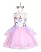 KABETY Baby Girl Unicorn Costume Pageant Flower Princess Party Dress with Headband (110cm, Pink)
