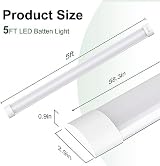 muzha 4 Packs LED Batten Lights 50W 4000K 5000lm PC Body 5ft Low Profile view 6