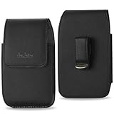 LG G4 Belt Clip Case, Debin Vertical LG G4 Leather Belt Clip Holster Case Cover Pouch Carrying Case with Belt Clip Swivel (XL Size Fits LG G4 Phone Perfectly with Otterbox Case / Lifeproof Case / Extended Battery Case / Thick Armor Hybrid Protector Case On) - Black