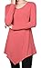[DRSKIN] Women Handkerchief Hem Long Sleeve Tunic Top (L, Coralpink)