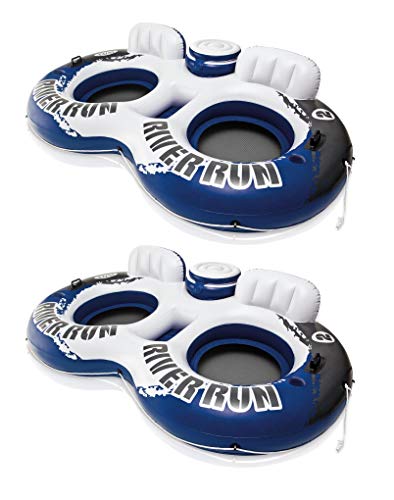 Intex River Run II Water Tube Float Raft Lounger w Cooler Model 58837EP (2 Pack)