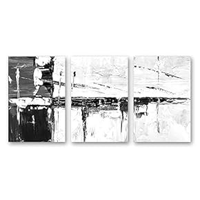 wall26 3 Panel Canvas Wall Art Black and...