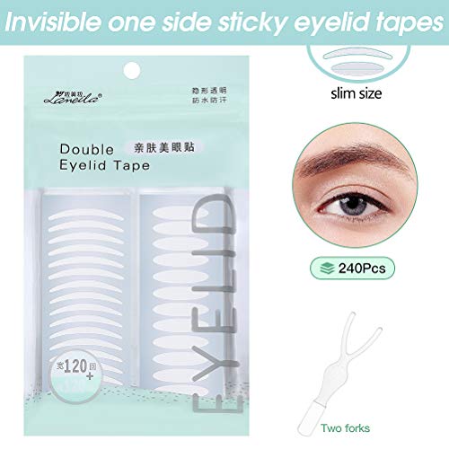 240 Pairs Invisible Double Eyelid Tape Self-Adhesive Double Eyelid Stickers - Clear and Waterproof Fiber (Slim + Wide)