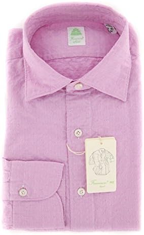 New Finamore Napoli Pink Foulard Extra Slim Shirt 15.5/39