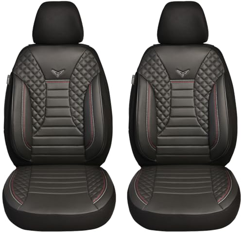 BREMER SITZBEZÜGE Maß Auto Schonbezüge kompatibel mit Kia Ceed JD Proceed Fahrer & Beifahrer Set ab 2012-2018 / Auto Schonbezug Velour Kunstleder Set 2er Pack in Schwarz (PS804)