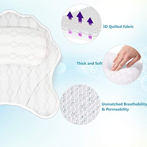 Luxury Bath Pillow Bathtub Pillow - Bath Tub Cushion for Head, Neck, Shoulder and Back Support, Hot Tub Head Rest Bath Accessories for Women & Men, Relaxation Spa Gifts Home and Travel