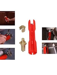 WREOW instalador de grifo y llave, herramienta multifuncional para llaves de grifo, instalador de fregadero de doble cabeza, herramienta de llaves de agua para fontaneros y propietarios (naranja)