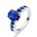Psiroy 925 Sterling Silver Created Blue Sapphire Filled Promise Ring