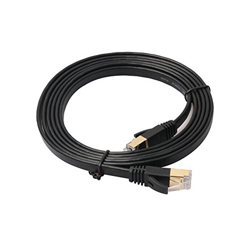 Mercu CAT7 10 Gigabit Ethernet Ultra Flat Patch Cable for Modem Router LAN Network Playstation Xbox - Built with Gold Plated & Shielded RJ45 Connectors (10 Feet)