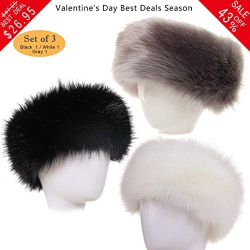 FAITH YN Faux Fur Headband with Elastic Stretch Plush Fur Hat Winter Ear Warmer Earmuff Ski Cold Weather Caps
