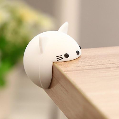Cimostar Baby Safety Anti-Collision Edge Corner Guard Protector, Silicone Table Edge Guards, Pack of 4 (White Cat)
