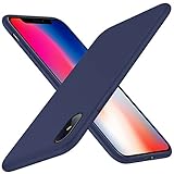 iPhone X Case, Liquid Silicone Gel Rubber Matte Anti Scratch Minimalist Thin Ultra Slim Case Fit with Soft Microfiber Lining Shock Absorbing Comfort Full Protective Cover iPhone X 10 (Midnight Blue)