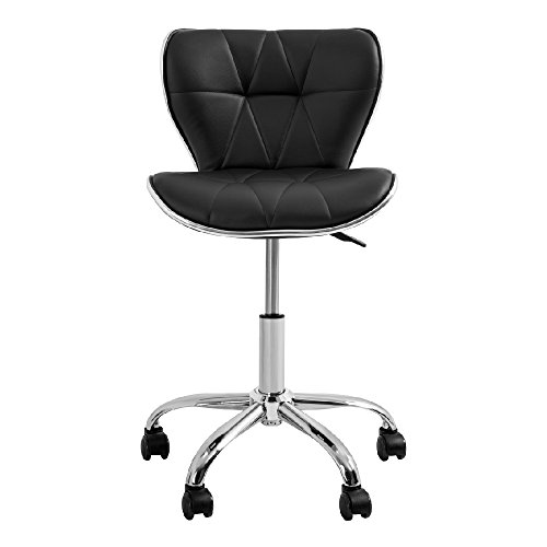 Stool with Adjustable Foot Rest Rolling Chair (Set of 2) (Black)