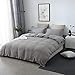 Neithera Duvet Cover Set Full/Queen Size,3-Piece Nature Style Water-Washed Microfiber Bedding Set with Zipper and Corner Ties(Grey)