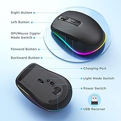 PEIOUS Wireless Mouse, Mouse Jiggler - LED Wireless