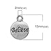 Craft Making Shop 50 Antique Silver Circle Round Believe Word Charm with Ring 1/2 Inch or 15 x 12mm