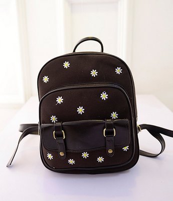 Japanese Female Pastoral Brown Cute Flower Canvas Korean Small Fresh Student Institute Wind Backpack Bag