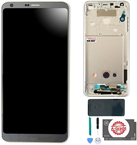 KR-NET [Platinum with Frame] LCD Display Touch Screen Digitizer Assembly Replacement for LG G6/LG G6+ Plus, with Adhesive and Tools