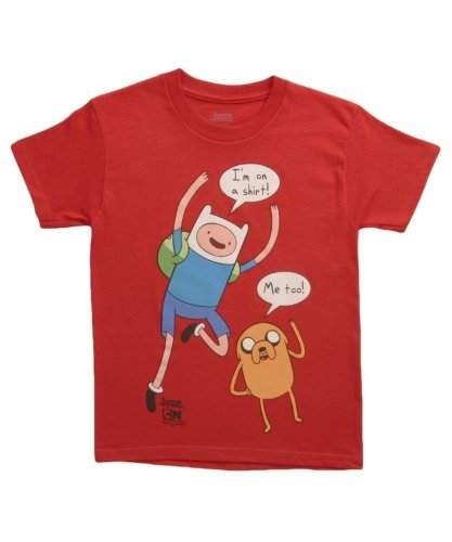 Adventure Time I'm On A Shirt Youth T-shirt (X-Large, Red)