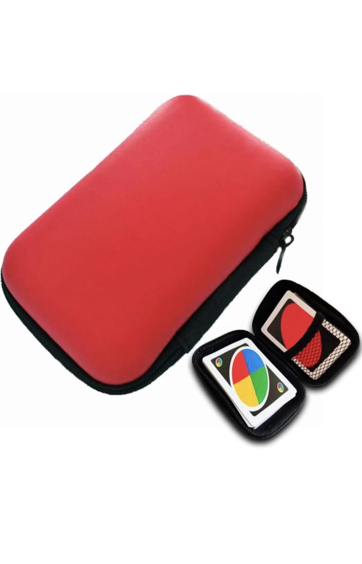 UKDGTMR Playing Cards Case for UNO, Card Game Case, headphone storage box, Practical Playing Card Game Box Holder Storage Box (Red)