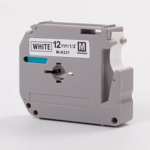 Starnight Replacment Brother P Touch M-K231 MK231 M231 Black On White Tape 12mm Wide X 8m Length 1/2, Compatible Brother P-touch Printer (2 Pack)