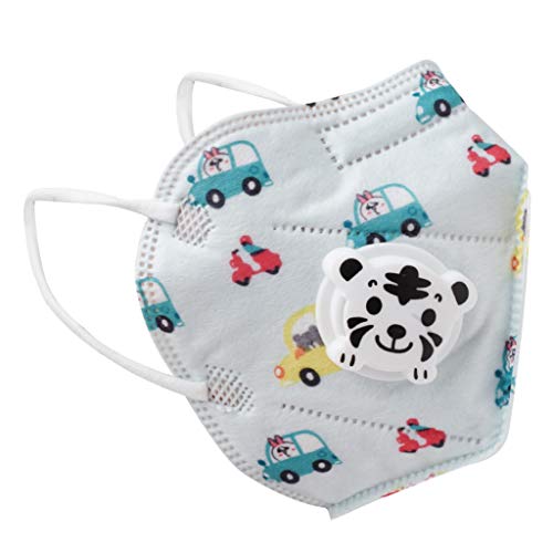 Jizvestia 7pcs 5 Ply Facial Bandanas for kids Filtration>95% with Breathing valve