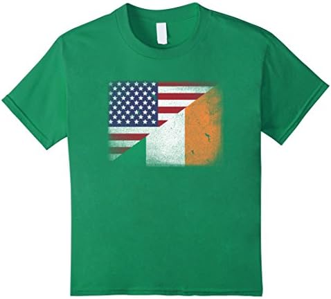unisex-child Irish American Flag T-shirt Ireland Usa Tee 12 Kelly Green