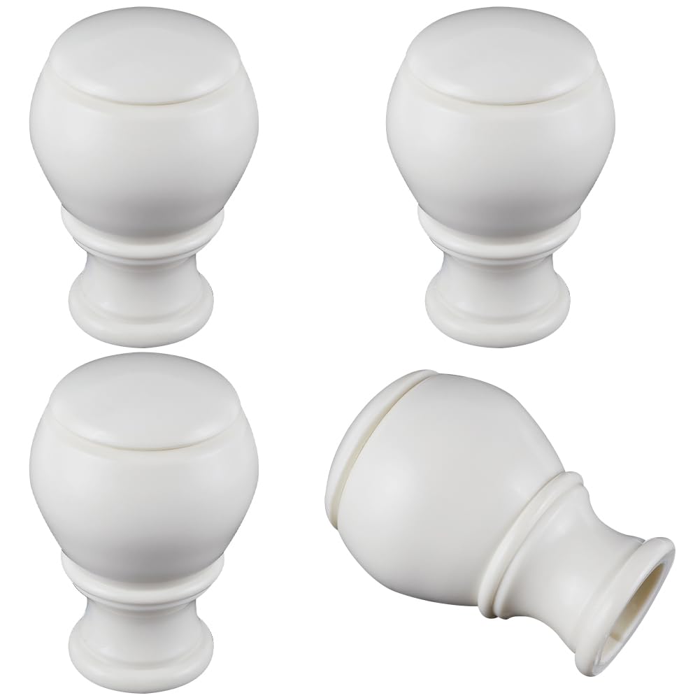 GORGECRAFT 2PCS Curtain Rod Covers Ends Oldlace Plastic Curtain Finials Ends Caps Round Pole Finials 28mm Inner Diameter Curtain Heads for Home Office Curtain Roman Rod Decor(92x61mm)